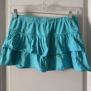 NEW Turquoise Cotton Ruffle Mini Skirt Size XS